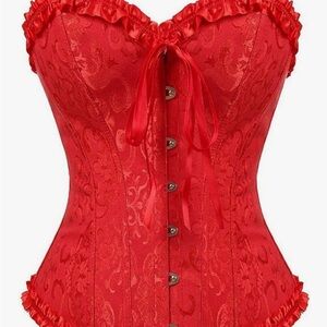 Elegant Red Lace-Up Corset